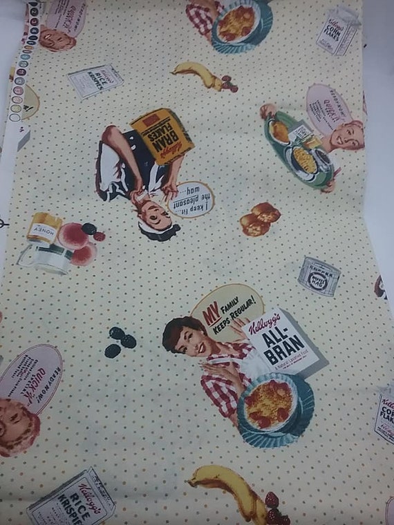 Novelty Material, Kellogg's Cereal Licensed Fabric, Retro Look Material