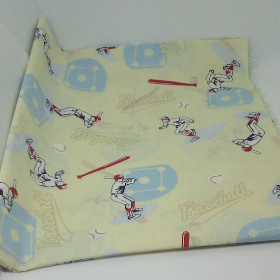 1 yard Cotton Sports Fabric, Cotton Baseball Fabric, Baseball Theme Material
