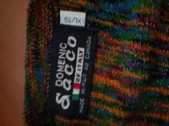 Men's Coogi Style Sweater, Men's Vintage Coogi Style Sweater, Men's Domenic Sacco Italian Sweater, Multi-color XL Men's Italian Designer