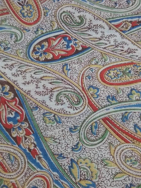 Cotton Paisley Material, 2 Yards Fabric,