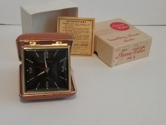 Vintage Phinney-Walker Mid Century Mod Travel Alarm Clock