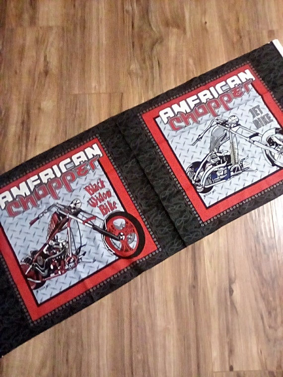 1 Yard American County Choppers Cotton Panels, American Choppers Pillowcase Panels, Black Widow Bike panel, Jet Bike Panel