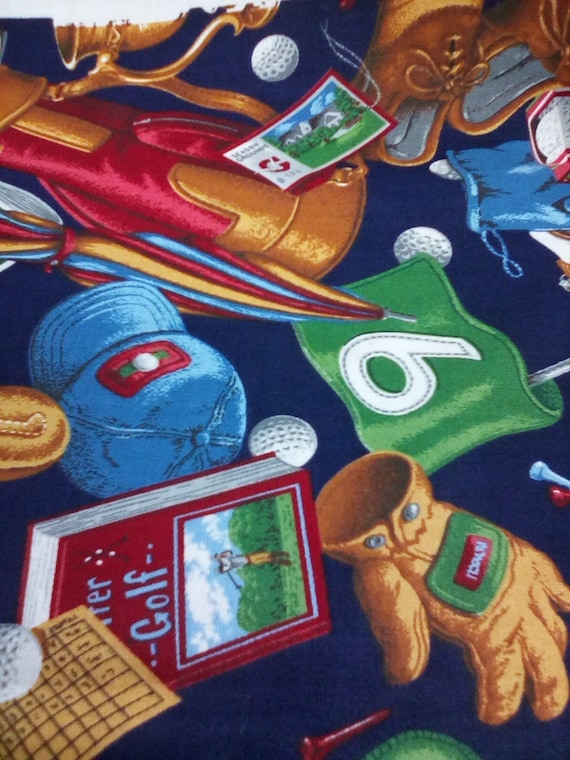 Golf Theme Fabric, VIP by Cranston, Cotton Golf Material, Novelty Sports Fabric