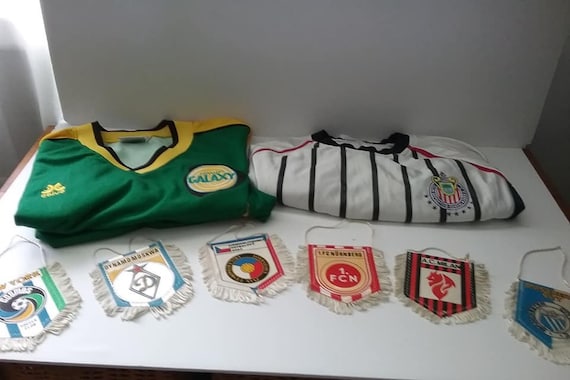Vintage Soccer Collectibles Lot of Jerseys and Pennants