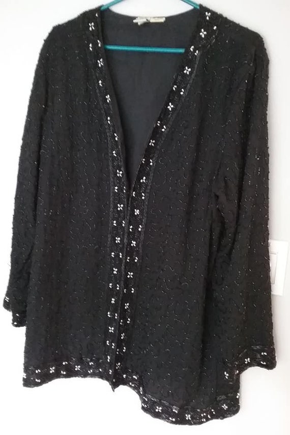 Vintage 80's Black Sequined Evening Jacket,