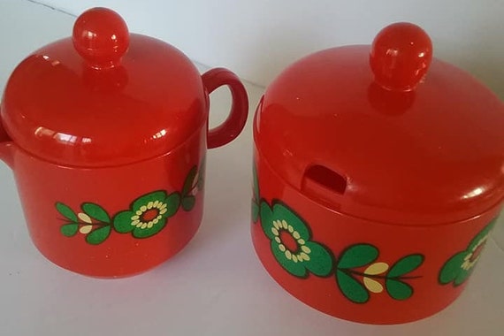 Mid-Century Mod German Plastic Cream and Sugar Set, EMSA