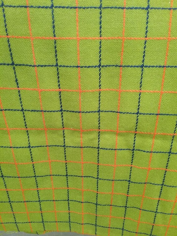 Green, Large Check Material, Over a Yard Fabric,