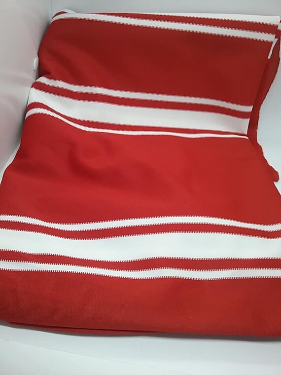 2 Yards Red and White Stripe Polyester Knit Fabric, Jersey Style Material