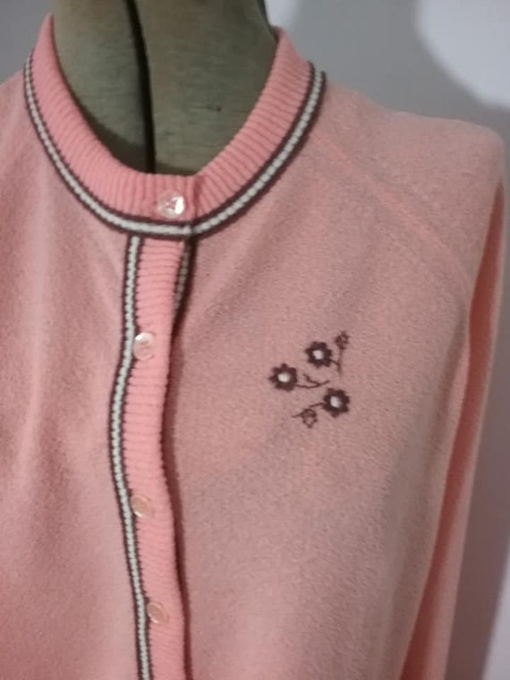 Vintage Cardigan, 1980's Talbott Traveler, Coral Color XXL