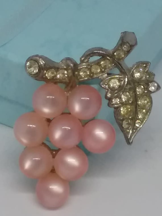 Vintage Pink Moonstone Grapes Brooch