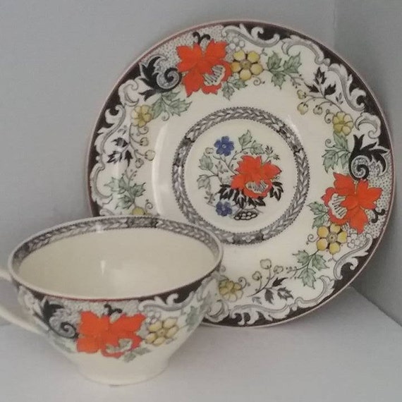 Vintage Norbury Hand Painted Cup and Saucer, Wood & Son Cup and Saucer, Vintage Norbury Demitasse Cup and Saucer, Rare pattern Tea set