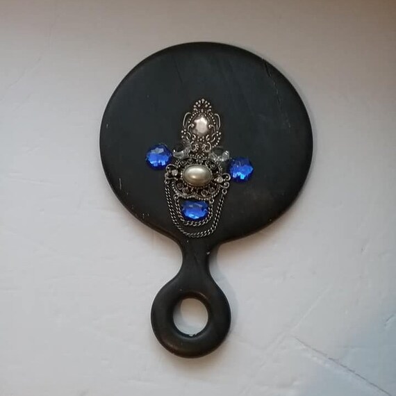 Vintage Ebony Hand Mirror, 1920's