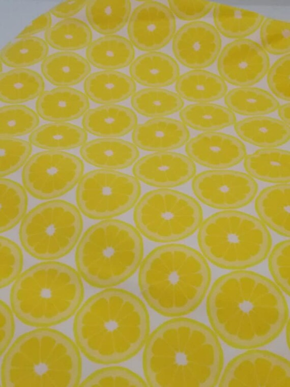 3 Yards 100% Cotton Material, Yellow Lemon Slices Fabric