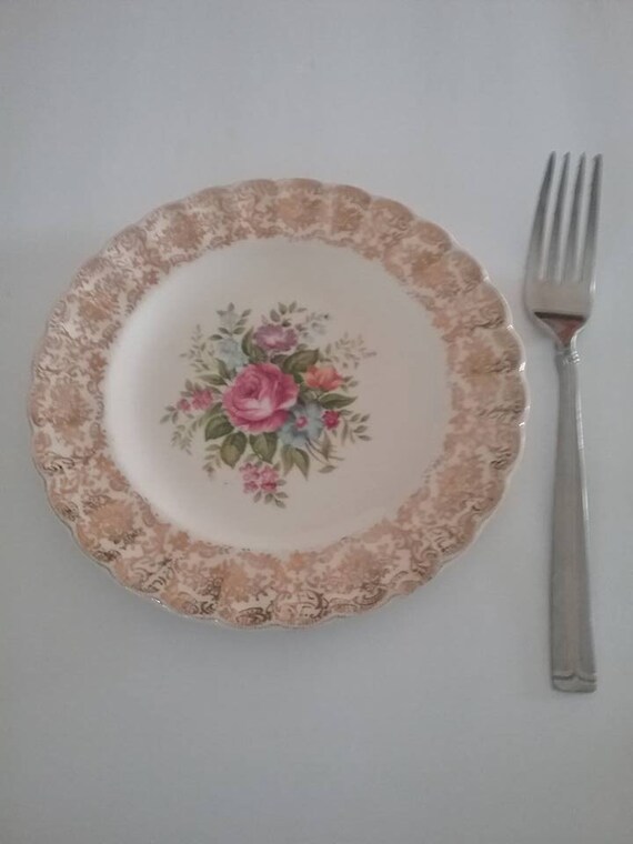 Mid Century Limoges, Mid Century Limoges Plate, Vintage Limoges, Vintage Limoges Dessert Plate, Rosalie Limoges Plate, Limoges USA