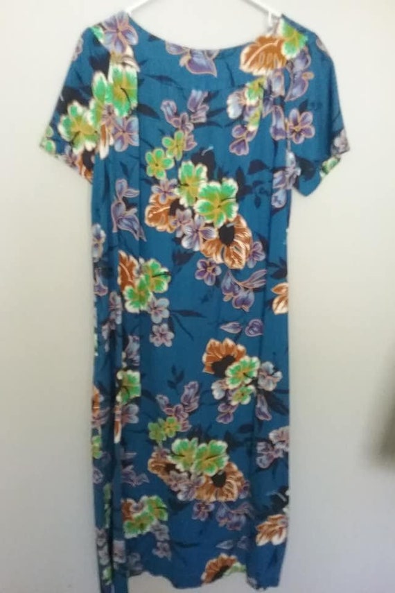 1950's Hawaiian Maxi Dress, Barkcloth Floral