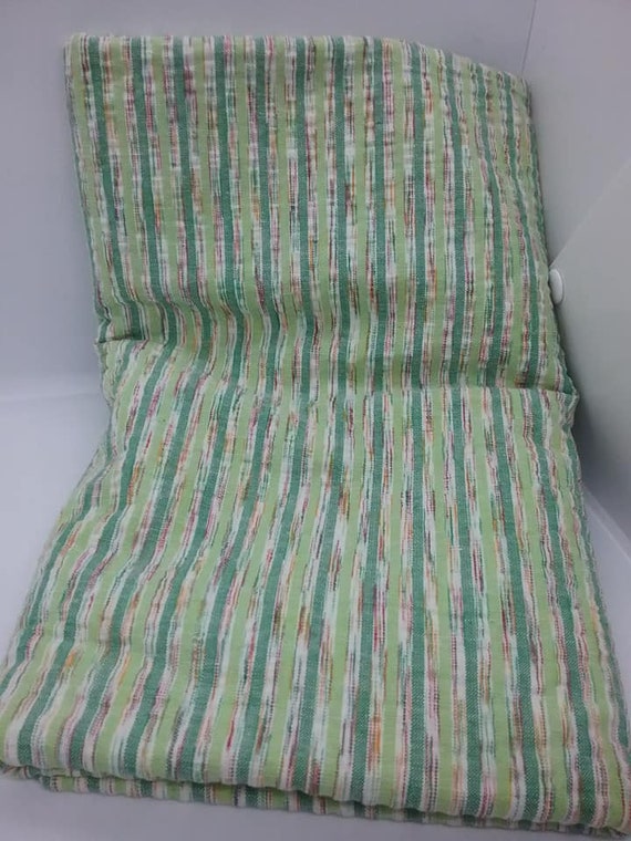 2 Yards of Green Striped Seersucker Material,