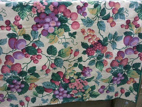 80's Large Tablecloth, Floral and Fruit