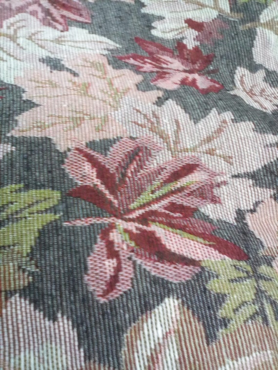2 Yards Floral Tapestry Jacquard, Rich Woven Jacquard, Florals in Burgundy and Grey