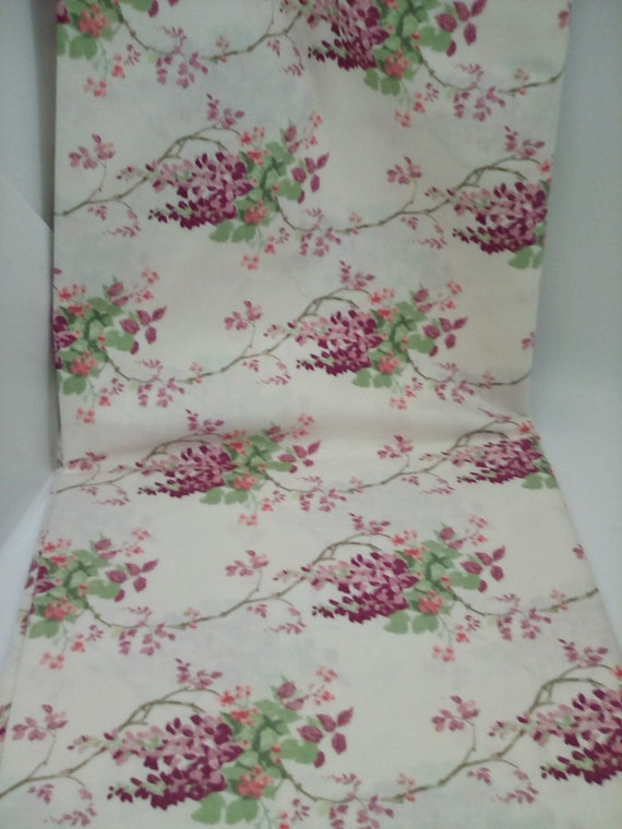 2 Yards Laura Ashley Material, Floral Cotton Fabric, Wisteria Blooms in Purple
