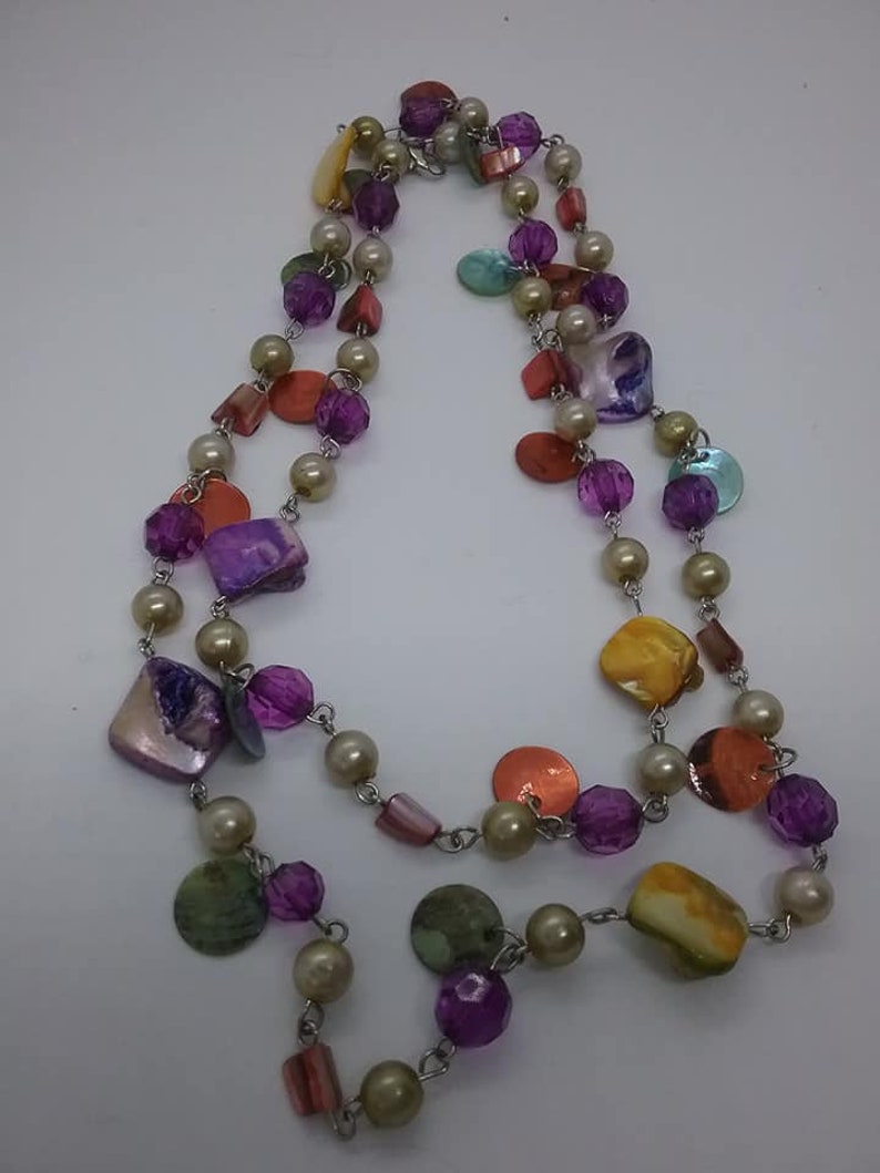 Mixed Bead and Gemstone Fruit Salad Style Necklace