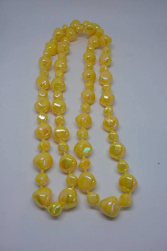 Vintage Acrylic Yellow Iridescent Beads,