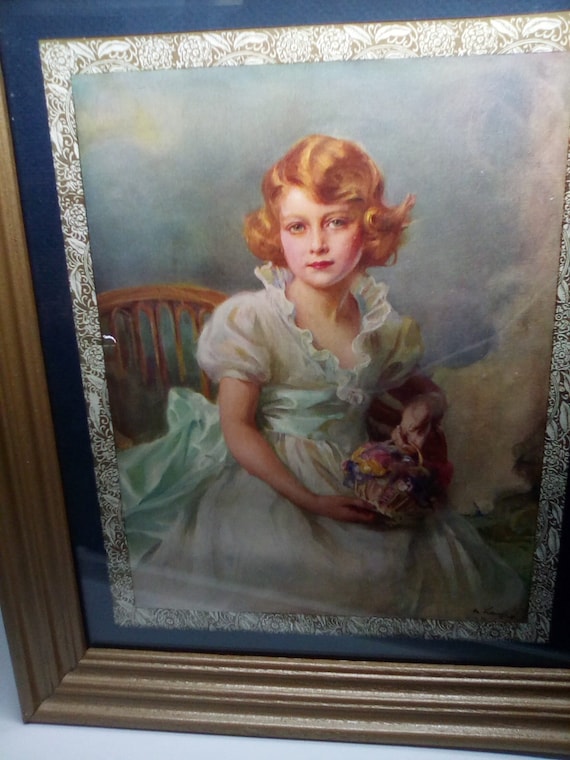 Princess Elizabeth Portrait at Age 7, Queen Elizabeth as a Child, Painted in 1933, Royal print of Queen Elizabeth