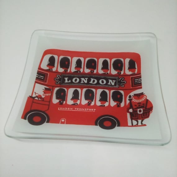 London Busses Trinket Dish, London Double Decker Bus Dish, London Souvenir Trinket Dish
