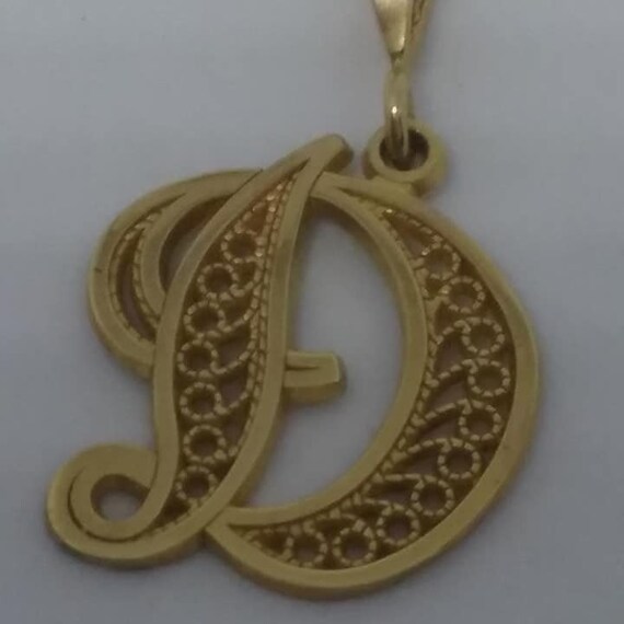 Vintage 10K Yellow Gold Script Initial "D"