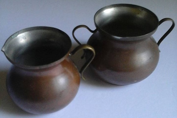 Vintage Copper Sugar and Creamer Set,