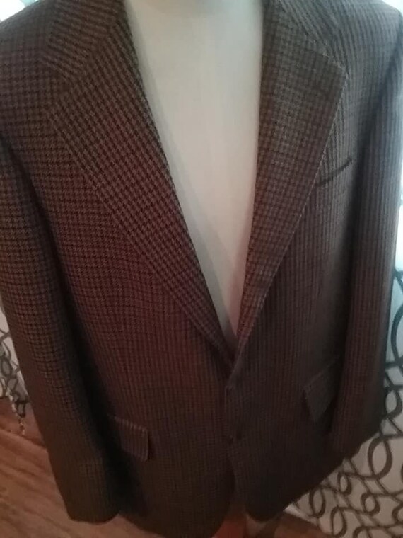 Wool Sport Jacket, Vintage Houndstooth Wool Sport Coat, Brown Jacket
