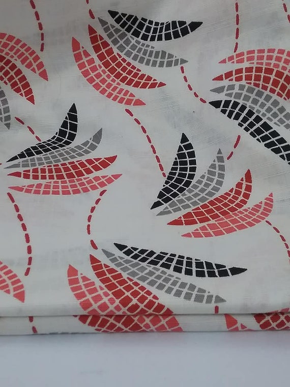 Mid-Century Mod Style Cotton Material, 2 1/8 Yard Fabric,