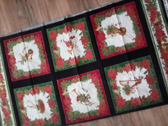 Quilting Cotton Fabric Panel, Christmas Fabric Panel, .A Christmas Instrument Sewing Panel