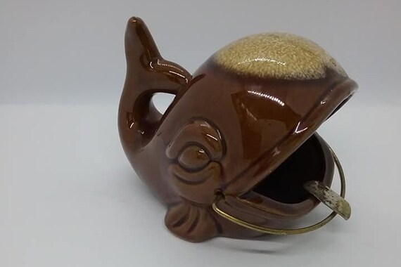 1950's Ceramic Whale Ashtray, Brown