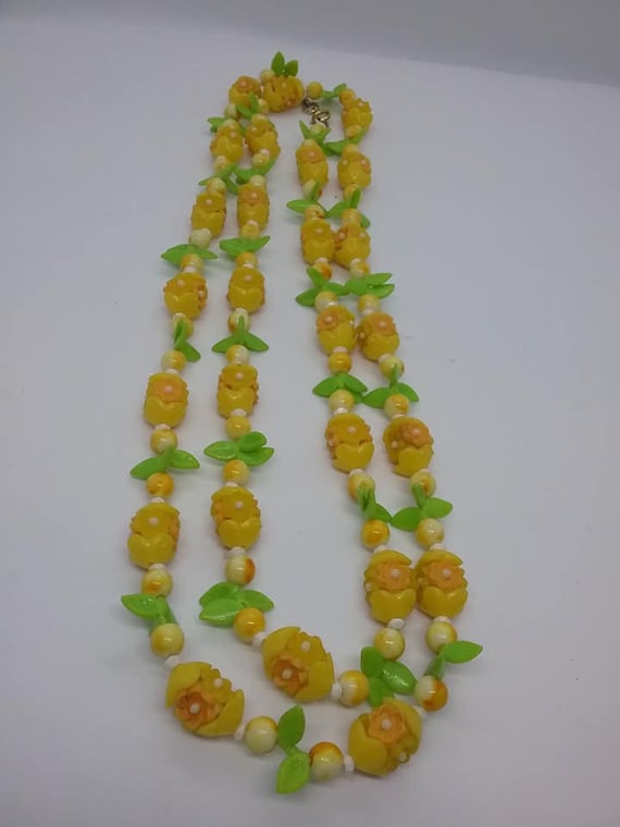 Boho Fruit Salad Necklace, Vintage Long Flapper St