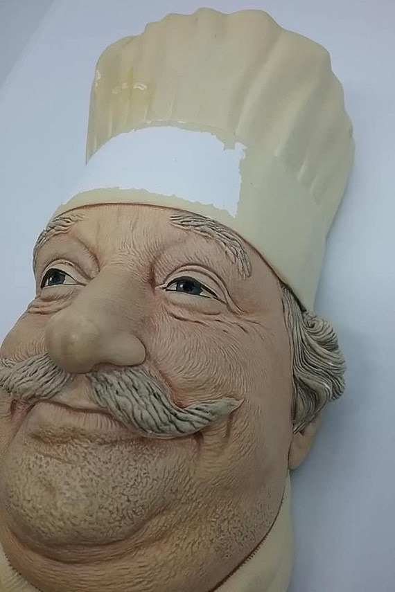 Bosson Head, Chef, Chalkware Bosson Wall Decor