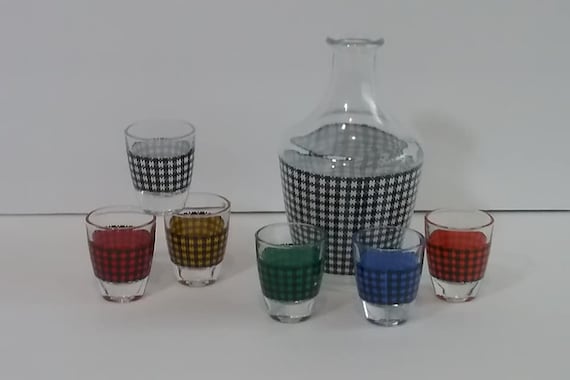 1960's Decanter and Glasses, Barware