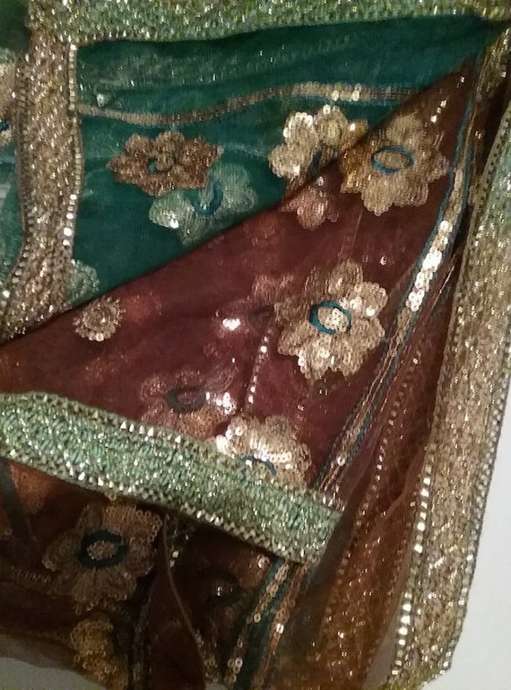 Vintage Duratta Wedding Shawl, Sequined Shawl