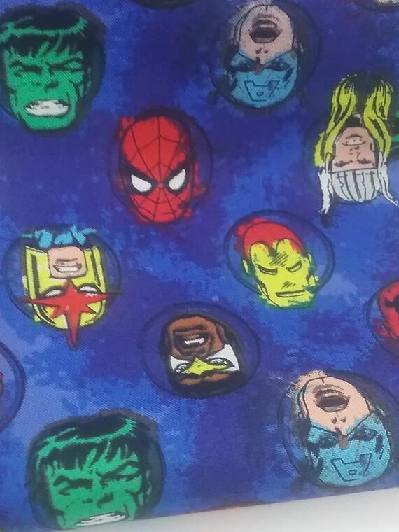 Marvel Material, 2 Yards Licensed Superhero Fabric, Marvel Superhero Cotton Fabric