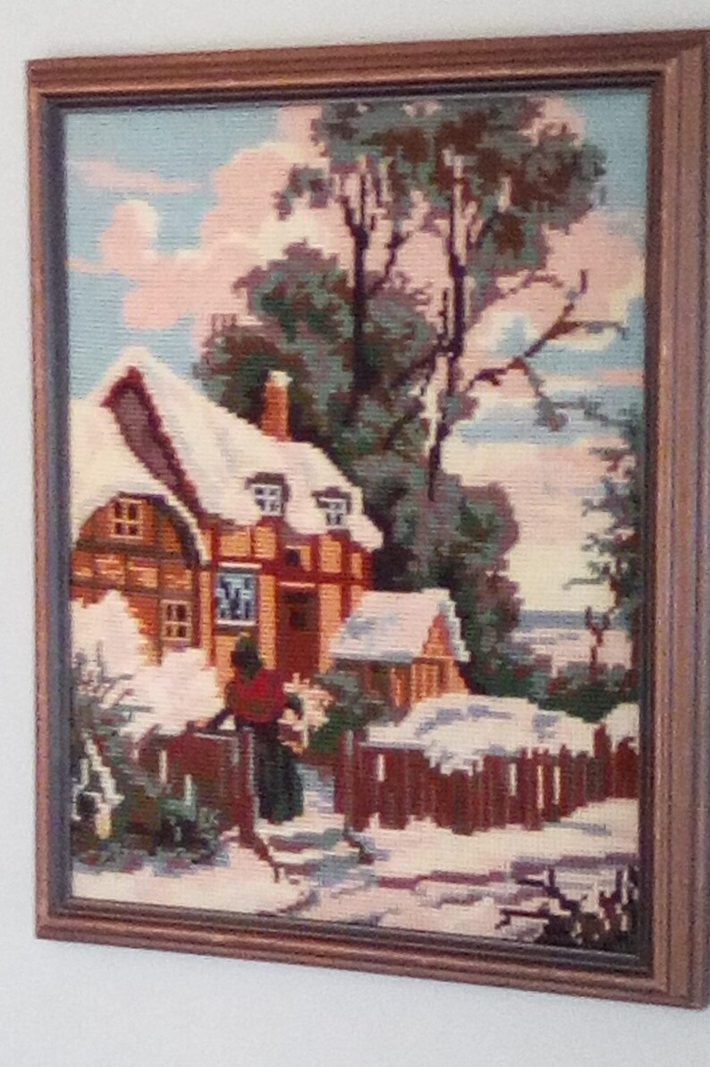Vintage Framed NeedlePoint Vintage NeedlePoint Picture Etsy
