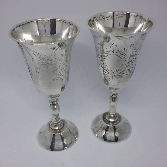 Vintage Silver Plated, Set of 6, Cocktail Sippers, Goblets