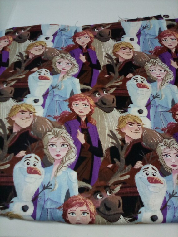 2 yards Licensed Novelty Fabric, Disney Frozen 2 and Friends Forever Cotton Material, Elsa,Anna,Olaf and Friends