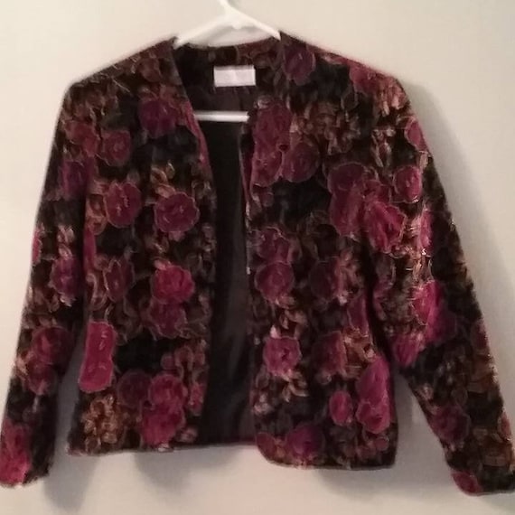 Women's 1980's Suede Blazer, Floral Box Jacket, Vintage