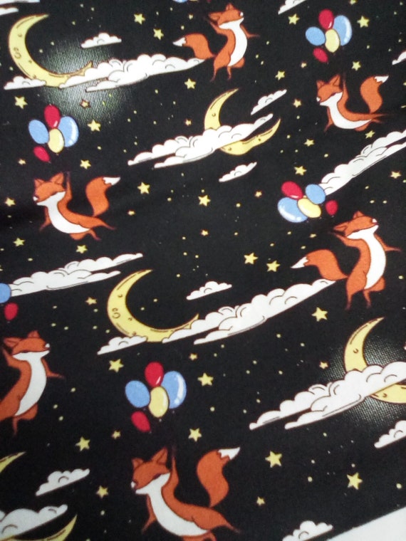 5 Yards Cotton Poplin Printed Fabric,Fox Theme Material,Children's Fox Fabric, Quilting Cotton, .