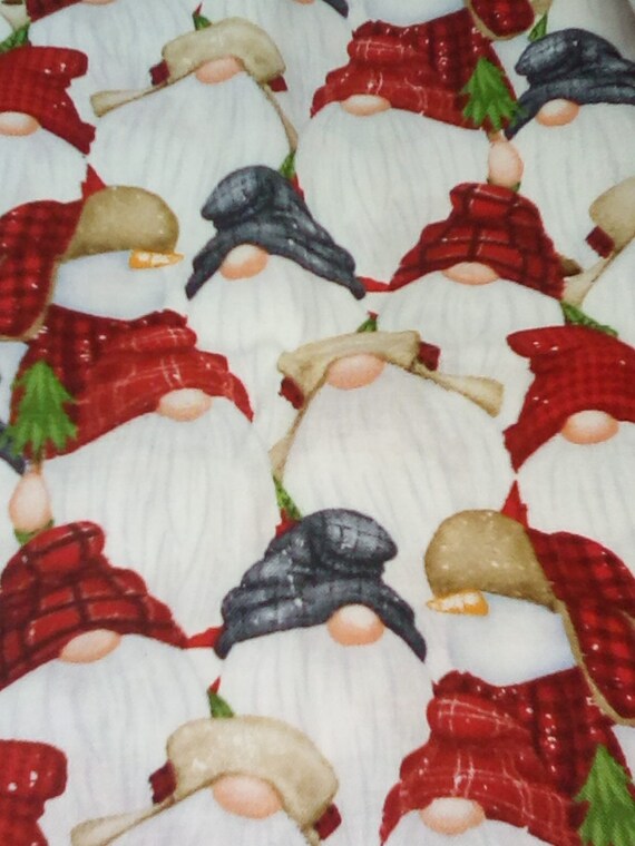 1 Meter Novelty Fabric, Gnomes Print Fabric, Timber Gnomes Material, Winter Gnomes Material