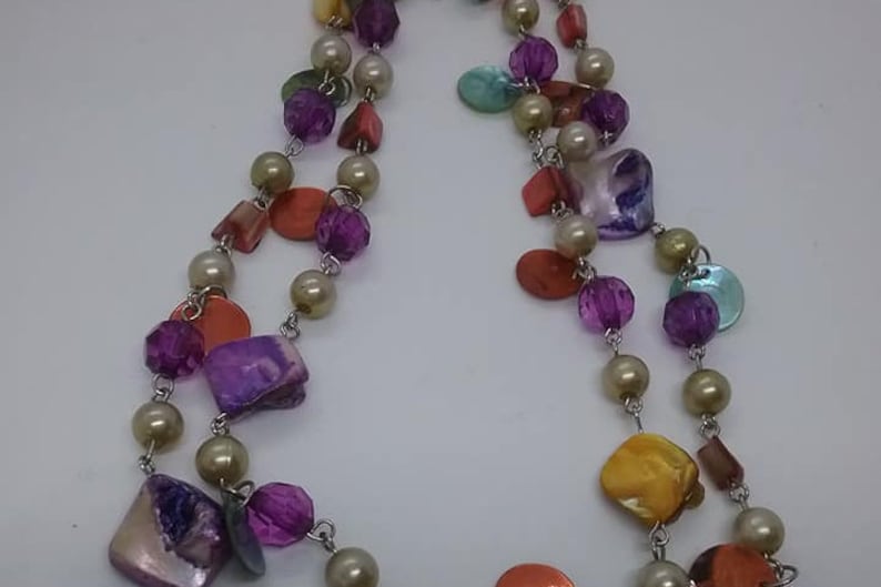 Mixed Bead and Gemstone Fruit Salad Style Necklace