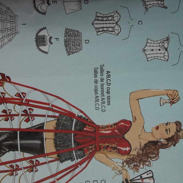 CORSETS COSTUME Sewing Pattern, Adult Women Misses Size 14 to 22 McCalls M7306, Corsets, Shorts, Collars, Hoop Waistband, Skirt, Crown