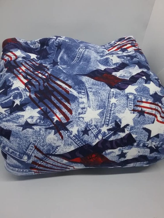 4 Yards Knit Material, Denim Look Fabric , American Flag