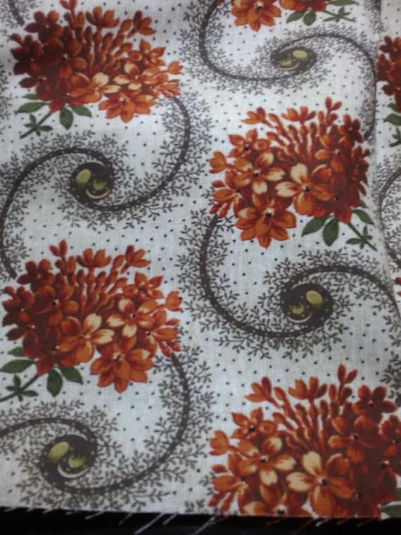 3 Yards Autumn Garden Floral Material, Cotton Fabric