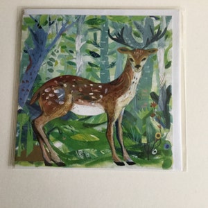 Cartão de cumprimentos de arte em branco Spring Deer