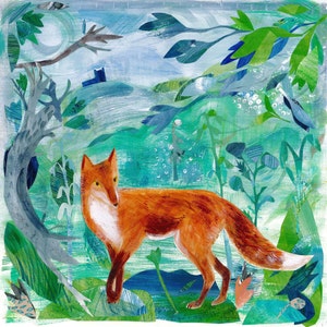 Fox blank art greetings card